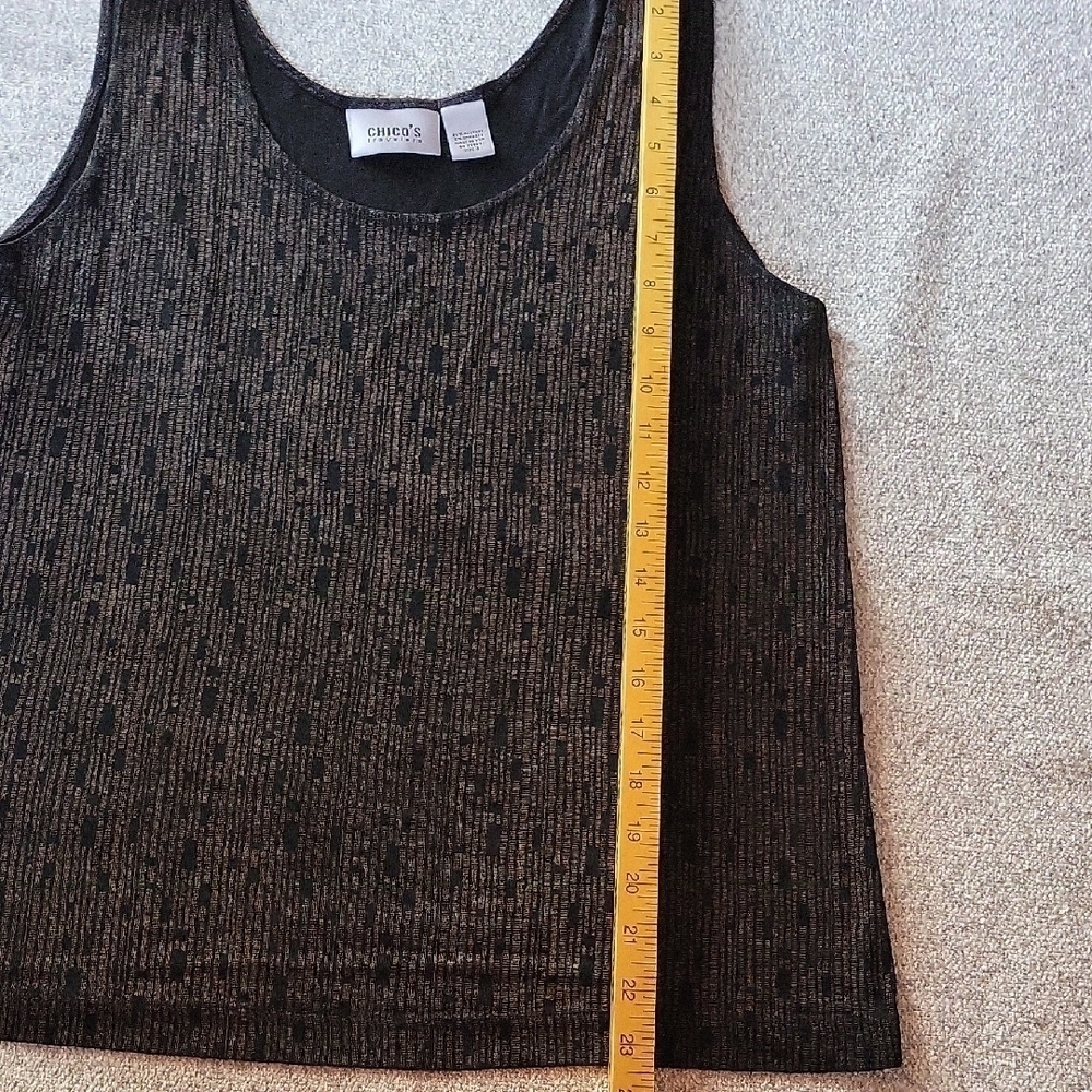 CHICOS Black Shimmery Tank Top Size 3 - Picture 4 of 6